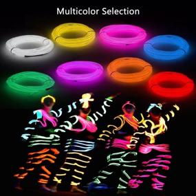 img 1 attached to 🎃 ZITRADES EL Wire 9ft: Portable White Neon Lights for Parties, Halloween, Christmas, Blacklight Run, DIY Decoration