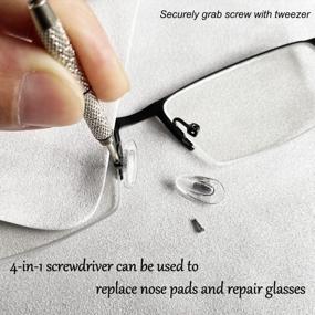 img 1 attached to PTSLKHN Eyeglass Nose Pads Replacement Kit: 6 Pairs + Screwdriver, Tweezers, Cleaning Cloth & Screws