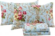 fadfay shabby chic peony bedding set - 800 thread count egyptian cotton, luxury queen size sheets with deep pockets - complete floral collection for elegant bedroom decor logo