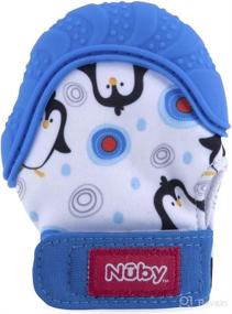 img 3 attached to Nuby Soothing Teething Mitten - 2-Pack, Grey Bears & Blue Penguins