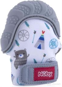 img 2 attached to Nuby Soothing Teething Mitten - 2-Pack, Grey Bears & Blue Penguins