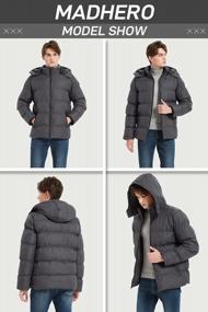 img 1 attached to Water-Resistant Insulated Down Alternative Puffer Jacket For Men - High-Quality Outerwear Coat