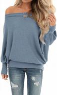 oversized waffle knit off-the-shoulder tops for women: long sleeve tunic shirts and sweaters by lacozy - pullover style логотип