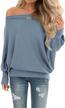 oversized waffle knit off-the-shoulder tops for women: long sleeve tunic shirts and sweaters by lacozy - pullover style logo