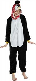 img 4 attached to Женский плюшевый комбинезон с пингвином, костюм для взрослых животных, пижама, цельный костюм, косплей, Хэллоуин, Рождество