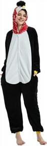 img 2 attached to Женский плюшевый комбинезон с пингвином, костюм для взрослых животных, пижама, цельный костюм, косплей, Хэллоуин, Рождество