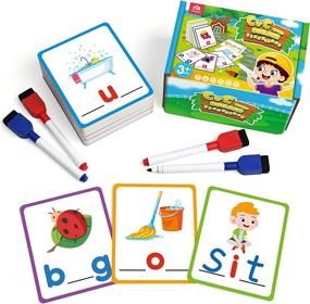 img 4 attached to Coogam Short Vowel Spelling Flashcards, Learn To Write CVC Sight Words Color Pattern Handwriting Cards Fine Motor Montessori Educational Toy Gift For Kids 3 4 5 Years Old