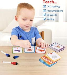 img 1 attached to Coogam Short Vowel Spelling Flashcards, Learn To Write CVC Sight Words Color Pattern Handwriting Cards Fine Motor Montessori Educational Toy Gift For Kids 3 4 5 Years Old