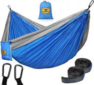 lightweight portable double & single camping hammock with tree straps - perfect for backpacking, travel, patio and more! logo