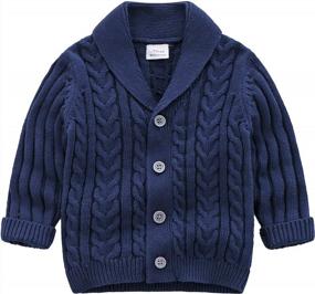 img 4 attached to Infant Boys V-Neck Cardigan Sweater: Feidoog Crochet Knit Button Pullover Pattern