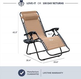 img 3 attached to Set Of 2 Belleze Zero Gravity Patio Lounge Chairs - Outdoor Foldable Reclining Seats For Beach, Backyard, And More In Beige