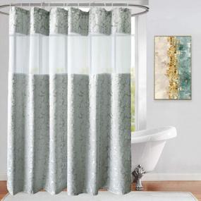 img 4 attached to UFRIDAY Grey Floral Shower Curtain With Mesh Window & Weighted Bottom Hem - Heavy Duty Waterproof (72Wx75L)
