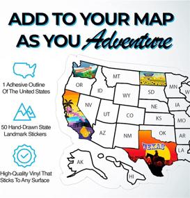 img 2 attached to 🗺️ RV State Sticker Travel Map: 25 x 17 inch USA Sticker Map with Waterproof State Stickers - Fun Visited States Map for Camper, Motorhome, Trailer