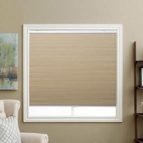 img 4 attached to Cordless Cellular Shades Blackout Honeycomb Blinds Fabric Window Shades 35" W X 64 " H, Ivory Beige(Blackout)