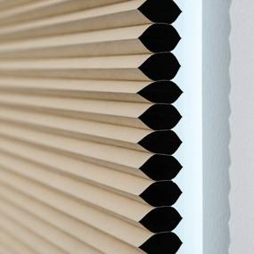 img 1 attached to Cordless Cellular Shades Blackout Honeycomb Blinds Fabric Window Shades 35" W X 64 " H, Ivory Beige(Blackout)