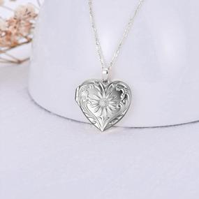 img 3 attached to Soulmeet White Locket Necklace With Sunflower And Rose Design - Personalized Sterling Silver/White Gold Keepsake To Hold Pictures And Keep Loved Ones Close
