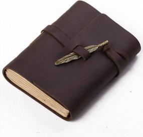 img 1 attached to A6 Leather Journal Diary Notebook With Feather By Handmade & Lined Craft Paper + Gift Box