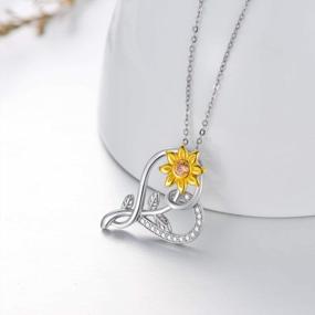 img 3 attached to 925 Sterling Silver Gold Plated Sunflower Necklace - Perfect Gift For Women & Girls!