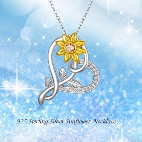 img 1 attached to 925 Sterling Silver Gold Plated Sunflower Necklace - Perfect Gift For Women & Girls!