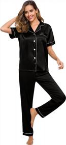 img 2 attached to Silk Satin Pajamas Two-Piece Sleepwear Set For Women With Button-Down Top - SWOMOG Loungewear