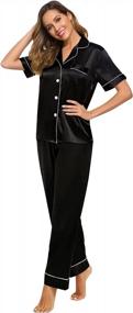 img 1 attached to Silk Satin Pajamas Two-Piece Sleepwear Set For Women With Button-Down Top - SWOMOG Loungewear