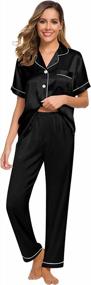 img 3 attached to Silk Satin Pajamas Two-Piece Sleepwear Set For Women With Button-Down Top - SWOMOG Loungewear