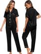 silk satin pajamas two-piece sleepwear set for women with button-down top - swomog loungewear logo