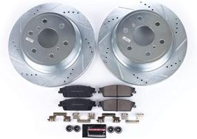 img 1 attached to 🔥 Enhanced Performance Rear Z23 Carbon Fiber Brake Pads with Drilled & Slotted Brake Rotors Kit by Power Stop K2083