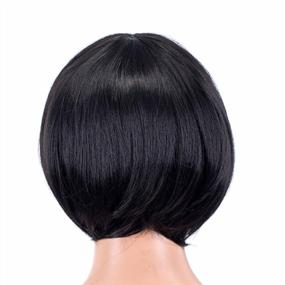 img 2 attached to Get A Fun And Vibrant Look With SWACC Synthetic Short Bob Wig In 1B# Off Black For Women And Kids - Perfect For Daily Wear And Cosplay Parties With Bonus Wig Cap Included