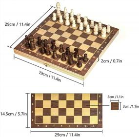 img 3 attached to Набор магнитных шахматных досок Owfeel с 2 дополнительными королевами (2 в 1), складной портативный шахматный набор для путешествий для взрослых и детей - внутреннее хранилище для фигур