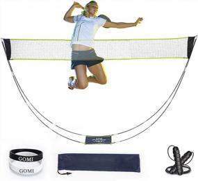 img 4 attached to GoMi Portable Badminton Net Set (3 In 1) With Stand, Carry Bag, Sports Bracelet, Jump Rope - Easy Setup For Outdoor/Indoor Court No Tools Required - Foldable Volleyball Tennis Badminton Net