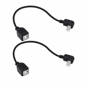 img 4 attached to SinLoon Pack Of 2 Short USB 2.0 Type-B Printer Cables - Down Right Angle Type-B Male To USB Type-B Female For Printers, Scanners, Mobile HDD And More