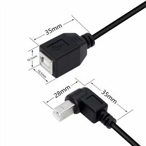 img 2 attached to SinLoon Pack Of 2 Short USB 2.0 Type-B Printer Cables - Down Right Angle Type-B Male To USB Type-B Female For Printers, Scanners, Mobile HDD And More