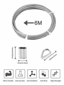 img 3 attached to TooTaci 1/8 Нержавеющий стальной комплект кабельного ограждения, 1/8 Кабельная проволочная веревка, 20 футов/6 метров троса для тяжелых условий эксплуатации самолета с проволочной веревкой, 1/8 стропа из проволоки, зажимы для вызубривания, для лестничных ограждений, балюстрады, бельевой проволоки.