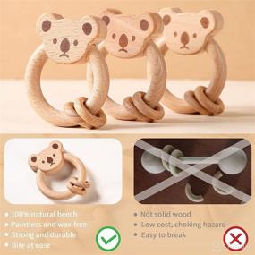 img 2 attached to 🦒 Bopoobo Wooden Teether Rattles for Baby Teething Ring - Organic Eco-Friendly Handmade Grasping Animal Shape Montessori Infant Teether Toys (2PCS)