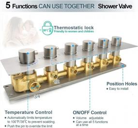 img 1 attached to Efficient 5-Function Brass Thermostatic Shower Valve Kit With Concealed Water Diverter And 6 Round Handles In Brushed Nickel