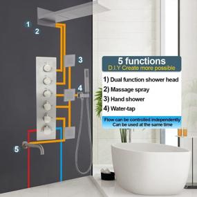 img 3 attached to Efficient 5-Function Brass Thermostatic Shower Valve Kit With Concealed Water Diverter And 6 Round Handles In Brushed Nickel