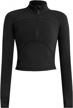 women's athletic cropped jacket with half zip and thumb holes, ideal for yoga, running and workouts by flygo logo