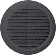 4" grey round soffit vent cover with flange, built-in fly screen mesh for hvac ventilation logo