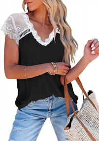 img 3 attached to Elevate Your Style With Crochet Lace V-Neck T-Shirts: The Perfect Loose Fitting Tunic For Women