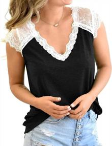 img 2 attached to Elevate Your Style With Crochet Lace V-Neck T-Shirts: The Perfect Loose Fitting Tunic For Women