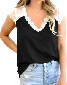 img 1 attached to Elevate Your Style With Crochet Lace V-Neck T-Shirts: The Perfect Loose Fitting Tunic For Women