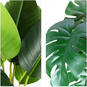 img 3 attached to Enhance Your Home Decor With Lifelike Artificial Plants - 2 Pack Of 16'' Faux Bird Of Paradise And Monstera Deliciosa Plants From KiddosLand