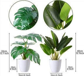 img 2 attached to Enhance Your Home Decor With Lifelike Artificial Plants - 2 Pack Of 16'' Faux Bird Of Paradise And Monstera Deliciosa Plants From KiddosLand