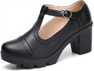 womens leather mary jane oxfords - classic t-strap platform, chunky mid-heel pumps with square toe design for dressy and formal occasions by dadawen logo