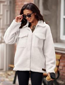 img 3 attached to Hotouch Women'S Plus Size Fleece Jacket Long Sleeve Button Sherpa Coat Lightweight Warm Winter Outwear Cardigans,S-XXL