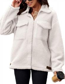 img 4 attached to Hotouch Women'S Plus Size Fleece Jacket Long Sleeve Button Sherpa Coat Lightweight Warm Winter Outwear Cardigans,S-XXL