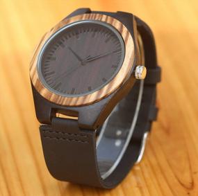 img 2 attached to Bamboo And Leather: The Perfect Combination For Men'S Full Wood Watch