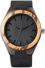 img 4 attached to Bamboo And Leather: The Perfect Combination For Men'S Full Wood Watch