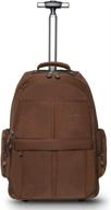 🎒 hollyhome 19" wheeled rolling backpack: the perfect business laptop travel bag for men and women in brown logo